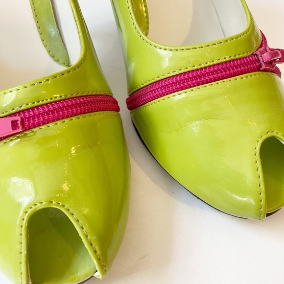 Vintage Y2K Splash Neon Zipper Peep Toe Heels Size 6.5 - Picture 2 of 14